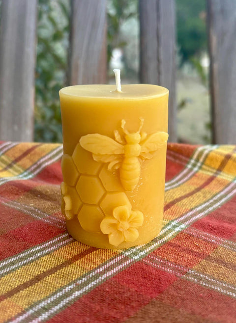 Natural Beeswax Candle, Raw Beeswax Novelty Candle, Sustainable Pillar Candle, Pure Bees Wax Organic Candles, Cool Candles, Bee Lover Gift