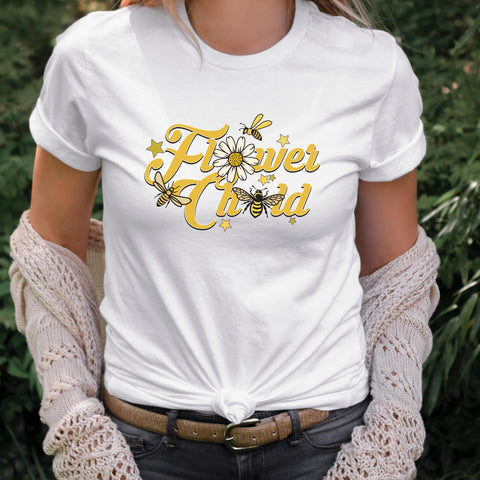 Flower Child Shirt | Save the Bees Tee | Boho Bee Lover Shirt | Hippie Girl Shirt | Retro Floral Tee | Comfort Colors Bee Shirt