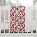 Strawberry Baby Blanket | Butterfly Nursery Gift | Personalized Baby Blanket | Berry Nursery Theme | Fleece Baby Throw