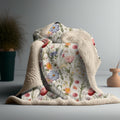 Wildflower Sherpa Blanket, Honeybee Floral Bed Blanket, Plush Nursery Blanket for Baby to Bee, Wild Flower Throw