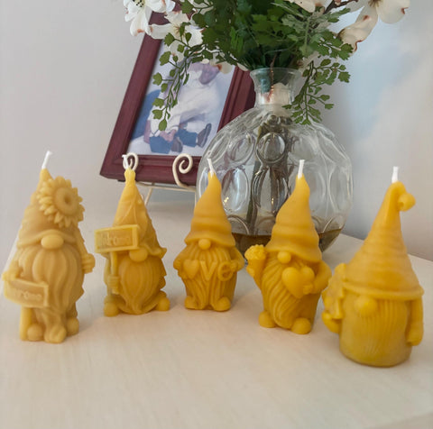 Natural Beeswax Gnome Candles, Raw Beeswax Novelty Candles, Pure Bees Wax Organic Candles, Cool Candles, Bee Gift