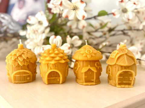 Set Natural Beeswax Candles, Raw Beeswax Novelty Candles, Pure Bees Wax Organic Candles, Woodland Cottagecore Decor, Fairy House Candle Gift