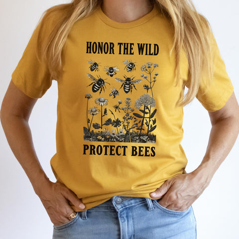 Honor the Wild Honeybee Shirt, Conservation Wildlife T-Shirt, Protect Pollinators, Nature Lover Gift, Beekeeper Beekeeping Shirt