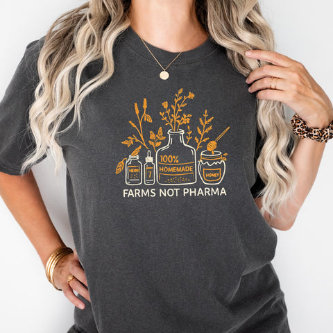 Farms Not Pharma Shirt, Local Farmer T-Shirt, Farmer's Market Small Business Shirt for Beekeeper, Beekeeping Honey Shirt