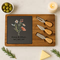 Personalized Charcuterie Board, Wildflower Boho Bridal Shower Gift, Custom Wedding Cheese Board Decor
