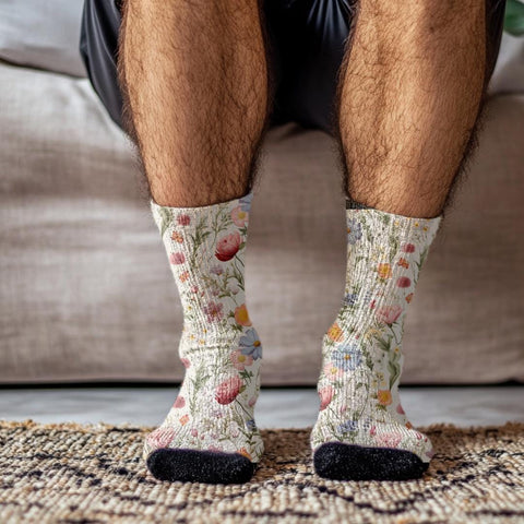 Wildflower Socks, Wildflower Neck Tie, Groom Floral Suit Set, Groomsmen Outfit, Botanical Garden Party, Garden Wedding Bridal Party Gifts