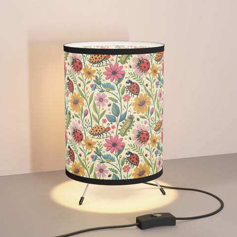 Ladybug Room Decor Lamp, Playroom Lighting, Lady Bug Baby Nursery, Whimsical Floral Baby Room, Cute Insect Bug Lampshade