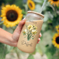 Birth Flower Glass Tumbler | Birth Month Floral Mug | Personalized Birthday Gift | Wildflower Tumbler | Birth Flower Gift for Mom – view 3