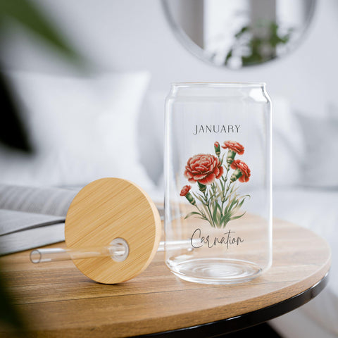 Birth Flower Glass Tumbler | Birth Month Floral Mug | Personalized Birthday Gift | Wildflower Tumbler | Birth Flower Gift for Mom