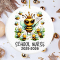 School Nurse Christmas Ornament | Queen Bee Nurse Gift | Honey Bee Ornament | School Health Clinic Gift | Ceramic Christmas Ornament – view 2