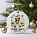 School Nurse Christmas Ornament | Queen Bee Nurse Gift | Honey Bee Ornament | School Health Clinic Gift | Ceramic Christmas Ornament – view 4