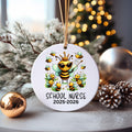 School Nurse Christmas Ornament | Queen Bee Nurse Gift | Honey Bee Ornament | School Health Clinic Gift | Ceramic Christmas Ornament