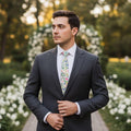 Flower Pattern Necktie, Groom Floral Tie, Groomsmen Gift, Botanical Wildflower Wedding, Garden Wedding Bridal Party Gift, Wedding Sock – view 5