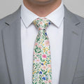 Flower Pattern Necktie, Groom Floral Tie, Groomsmen Gift, Botanical Wildflower Wedding, Garden Wedding Bridal Party Gift, Wedding Sock