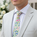 Flower Pattern Necktie, Groom Floral Tie, Groomsmen Gift, Botanical Wildflower Wedding, Garden Wedding Bridal Party Gift, Wedding Sock – view 2