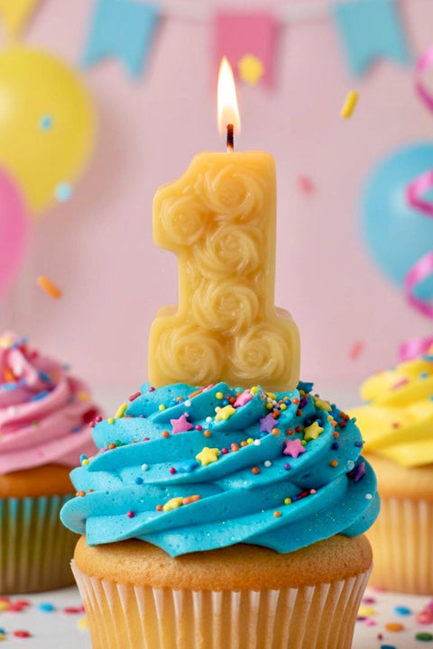 First Birthday Food Safe Candle, Number One Candle, 1st Bee Day, Non-Toxic Cake Candle