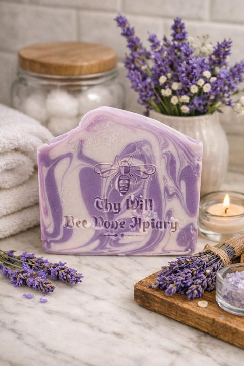 Handmade Lavender Soap, Honey Infused Bar Soap, Lavender Gift for Her, Homemade Cold Processed Soap, Purple Guest Soap