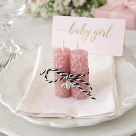 Baby Girl Table Favors, Mini Beeswax Pink Candles, Pink Girl Baby Shower, Bride to Bee Shower, Bee Theme Baby Brunch