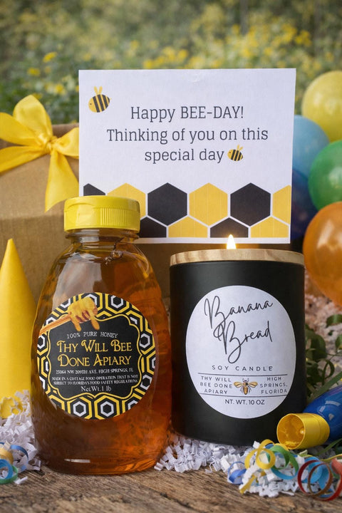 Birthday Bee Gift Box with Honey and Candle, Bee Lover Birthday Gift Set