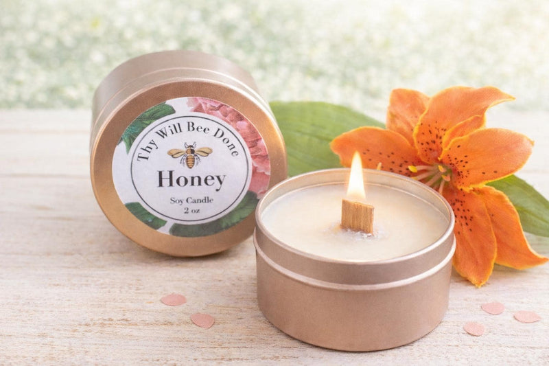 Custom 2oz Candles, Party Favor Candles, Honey Scented Personalized Candles, Meant to Bee Favors