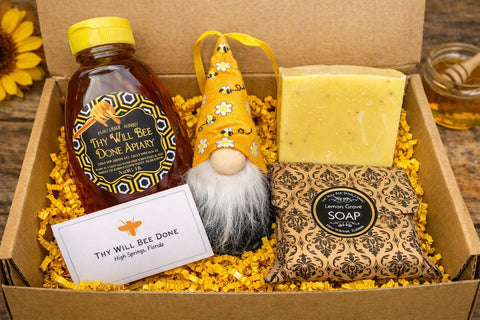 Gnome Honey Gift Box, Raw Florida Honey and Handmade Soap Gift Set, Bee Lover Gift, Housewarming Gift