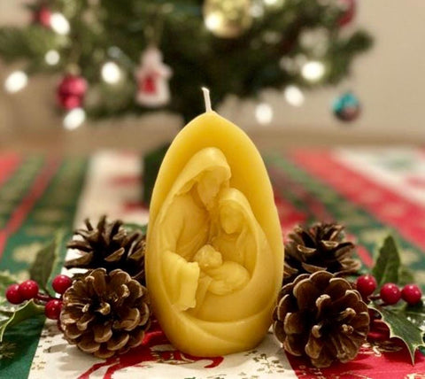 Beeswax Nativity Candle, Raw Beeswax Novelty Candle, Christmas Christian Candles, Cool Candles, Bee Lover Gift