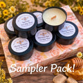 Mini Honey Bee Scented Vegan Soy Candle Sampler, Wood Wick (2oz)