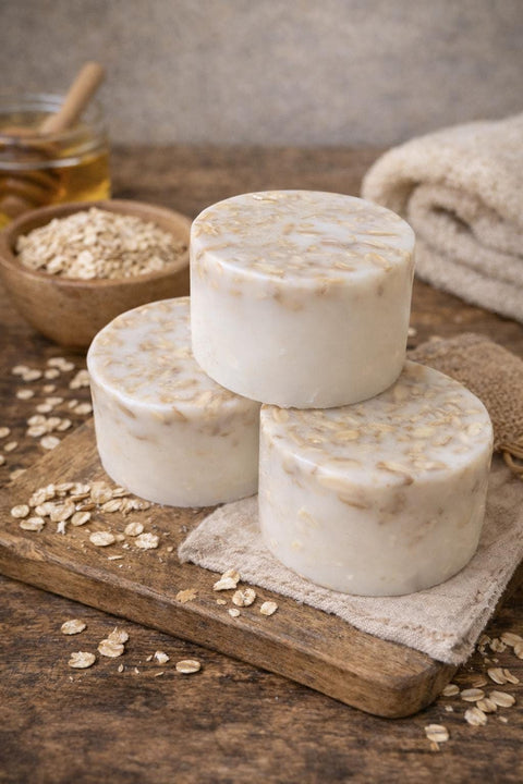 Goat's Milk Oatmeal Honey Exfoliating Body Scrub Soap, Artisan Soap for Sensitive Skin, Hand Poured Oatmeal Soap Favors, Moisturizing Soap
