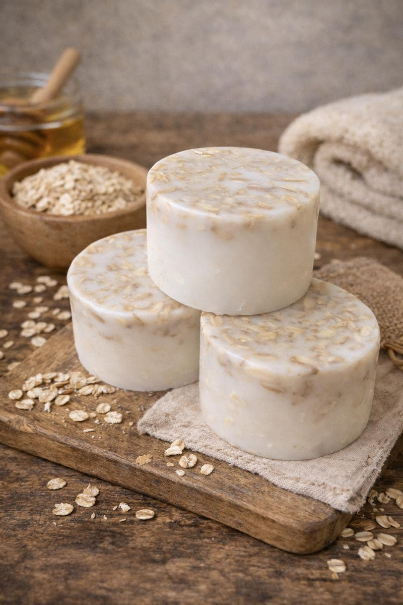 Goat's Milk Oatmeal Honey Exfoliating Body Scrub Soap, Artisan Soap for Sensitive Skin, Hand Poured Oatmeal Soap Favors, Moisturizing Soap