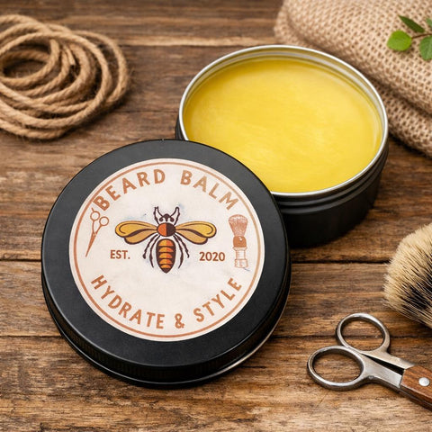 Beard Wax, Beard Oil, Men's Facial Hair Balm Conditioner, Beeswax Beard Moisturizer, Men Grooming Cream, Gift for Husband, Dad Gift