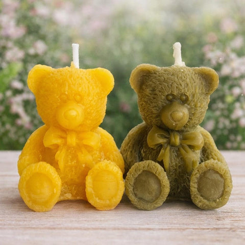 Teddy Bear Beeswax Candle | Bear Baby Shower Favor | Bearly Wait Party Favor | Honey Bear Candle | Bear Cake Topper