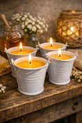Mini Pail Bucket Candle Favors, Bee Party Decor and Table Setting, Pure Beeswax Bucket Candle for Bride or Baby to Bee