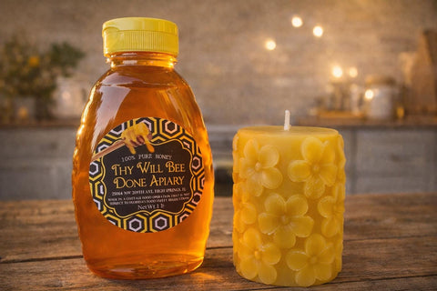 Raw Florida Honey and Beeswax Candle Gift Box, Bee Lover Gift Set