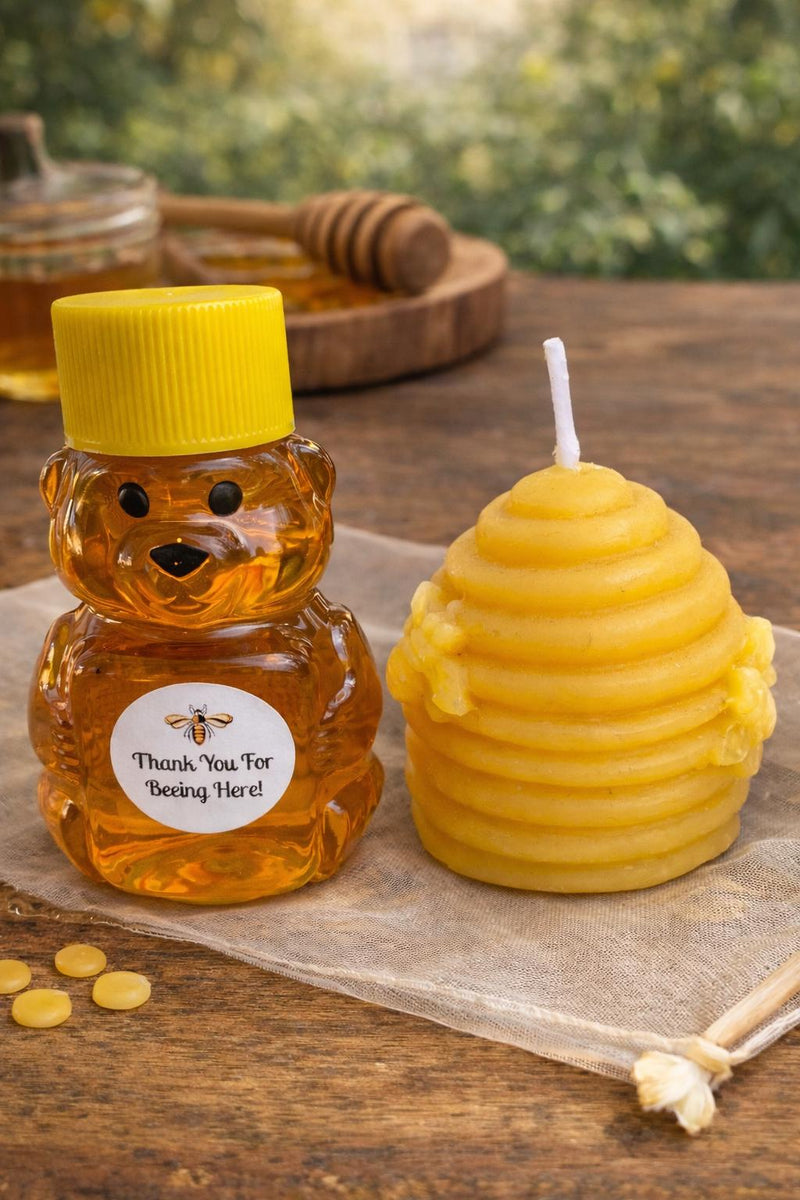 Bee Party Favor, Thank You for Bee-ing Here Gift, Oh Honey Shower Favor, Beeswax Honey Gift Set