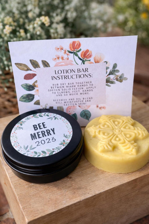 Christmas Beeswax Lotion Bar | Snowflake Solid Lotion | Natural Skin Care Gift | Beeswax Salve | Bee Merry Gift | Stocking Stuffer