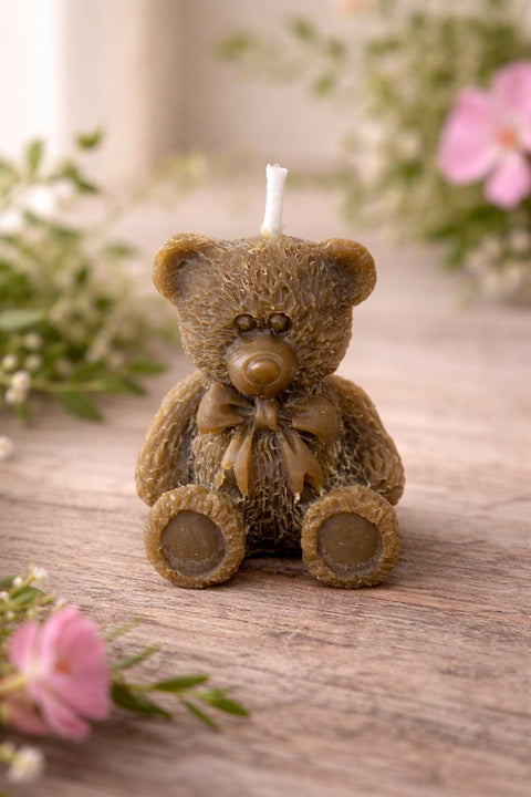 Teddy Bear Beeswax Candle, Sweet as Can Bee Bear Candle, Pooh Party, Beary Ready Baby Favor