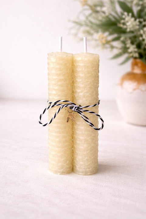 Rolled Beeswax Candles, Ivory Taper Candles, All Natural Candles, Non Toxic Sustainable Candle