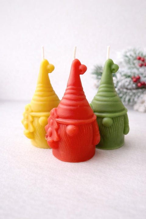 Christmas Gnome Candle Set, Beeswax Candle Gnome Christmas Gift, Gnome Decor, Gnome Lover Gift, Holiday Tiered Tray