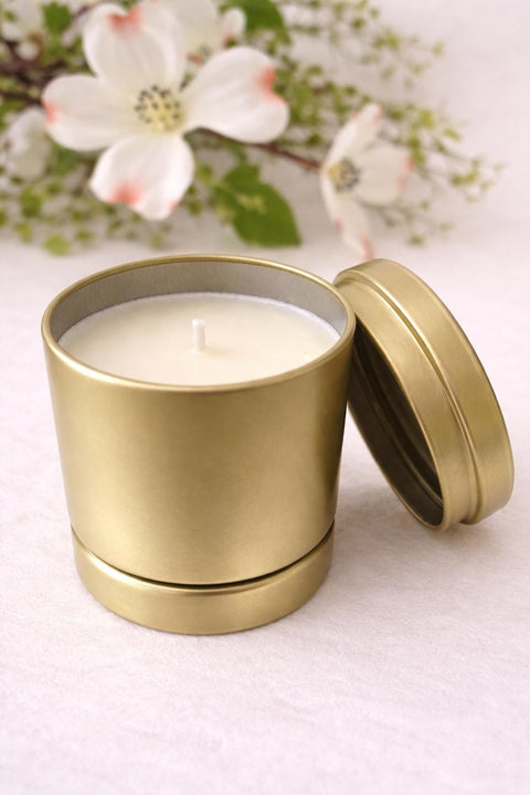 Gold Wholesale Candles, Bulk Private Label 3oz Tin Candles, Gold Party Favor, Scented Soy Wax Unlabeled Tin Candle, Blank Event Favor Candle