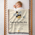 Personalized Baby to Bee Blanket, Sweet As Can Bee Nursery Crib Blanket, Custom Baby Blanket, Baby Keepsake Gift, Newborn Statistics Gift – view 2