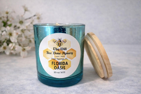 Florida Theme Candle, Gift From Florida, Spa Scented Beach Candle, Souviner Candle, Wooden Wicked Soy Candle