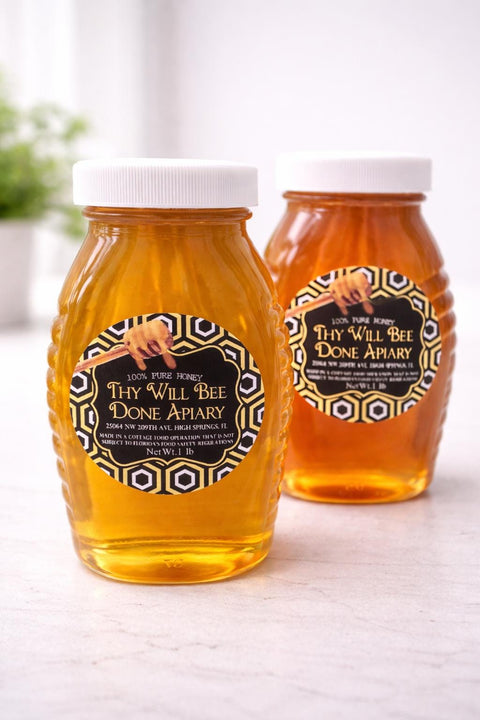 Raw Florida Wildflower Honey | 1 lb Glass Jar | Farm Fresh Honey | Unfiltered Local Honey | Pure Natural Honey | Tea Sweetener Honey