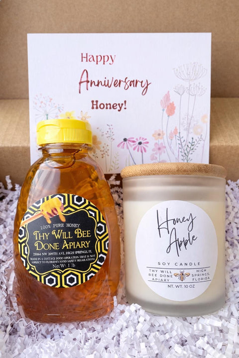 Anniversary Honey Gift Box | Honey and Candle Gift Set | Wife Anniversary Gift | Bee Gift for Her | Couple Gift | Cozy Gift Box