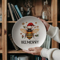 Christmas Bee Dinner Plate | Holiday Dinnerware | Bee Lover Gift | Beekeeper Christmas Gift | Festive Table Decor | Bee Merry Plate – view 5