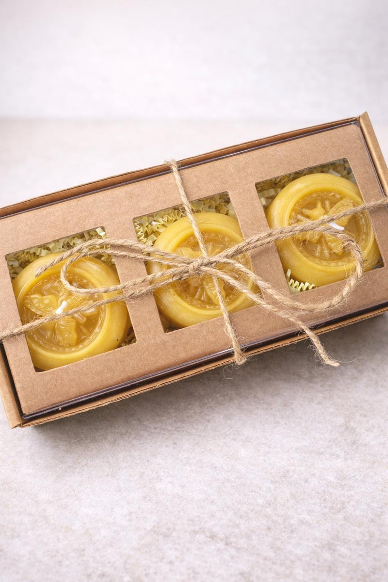Beeswax Tealight Candles | Handmade Beeswax Tealights | Set of 3 | Natural Bee Candle | Bee Lover Gift | Pure Beeswax