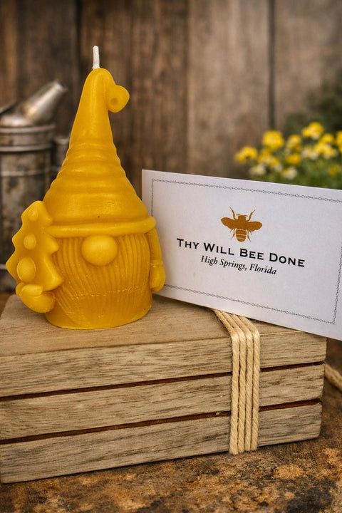 Christmas Gnome Beeswax Candle | Natural Beeswax Candle | Gnome Decor | Bee Gnome Gift | Holiday Candle