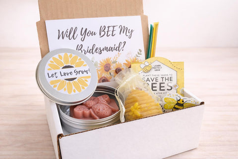 Be My Bridesmaid Sunflower Gift Box, Sunflower Proposal Box for Bridesmaid, Maid and Matron of Honor, Bridal Party Gift, Let Love Grow