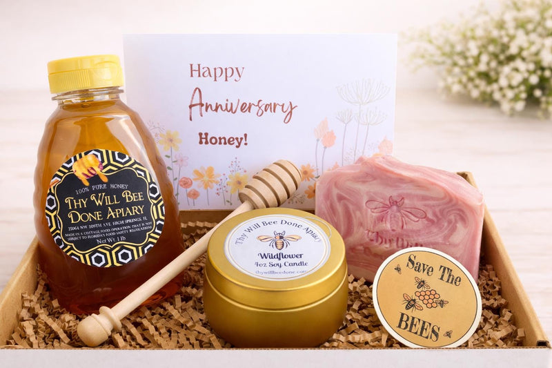 Honey Anniversary Gift Box, Soy Candle, Handmade Soap