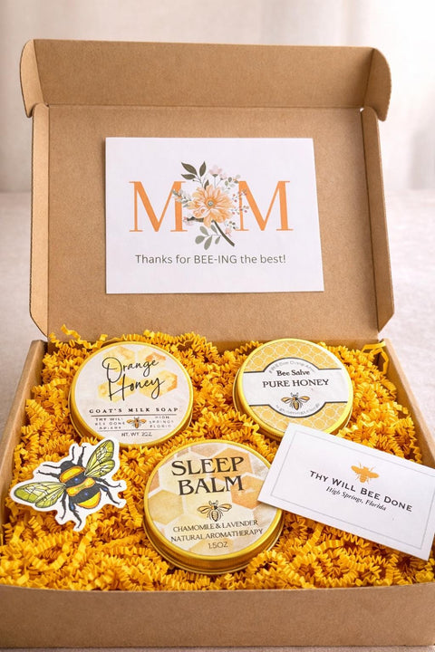 Bee Gift Box for Mom | Mother's Day Spa Gift | Honey Lotion Bar | Sleep Balm | Honey Soap Set | Self Care Gift | Bee Themed Gift