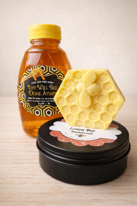 Raw Florida Honey Gift Set with Beeswax Lotion Bar, Natural Skincare Box, Bee Lover Gift, Spa Self Care Set